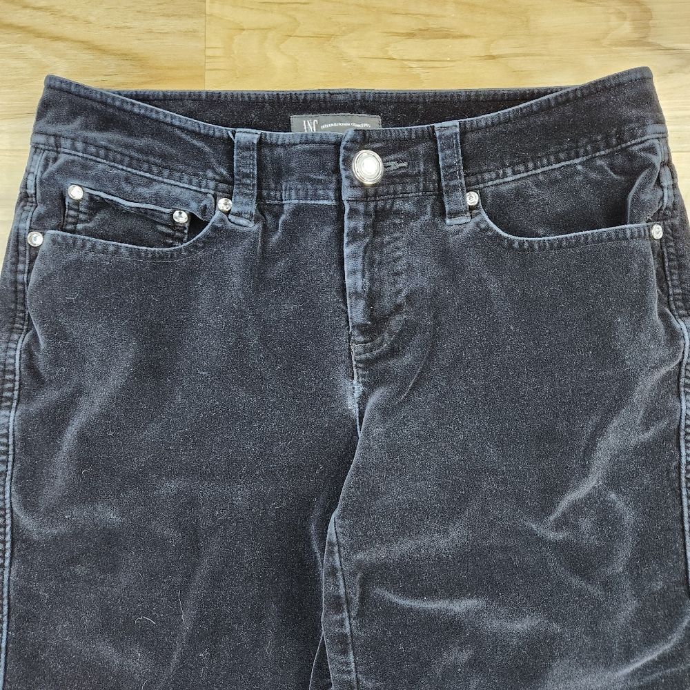 ☔️🔹️INC Bluish Black Velour Luxe Bootcut Pants Size 4/27 - Picture 5 of 13